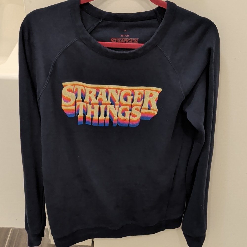 Netflix Navy Sweatshirt with Multicolor Stranger Things Logo